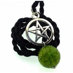 16mm Siberian Green Quartz Gemstone Sphere Pentacle Pendant